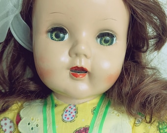 Hard Plastic Doll 1950s Large 20" Unmarked