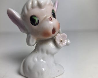 Vintage Porcelain Lamb or Goat Figurine 2" Made in Japan