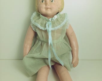 Martha Chase 1950s Vintage Paint Oil Cloth Doll 16 inch