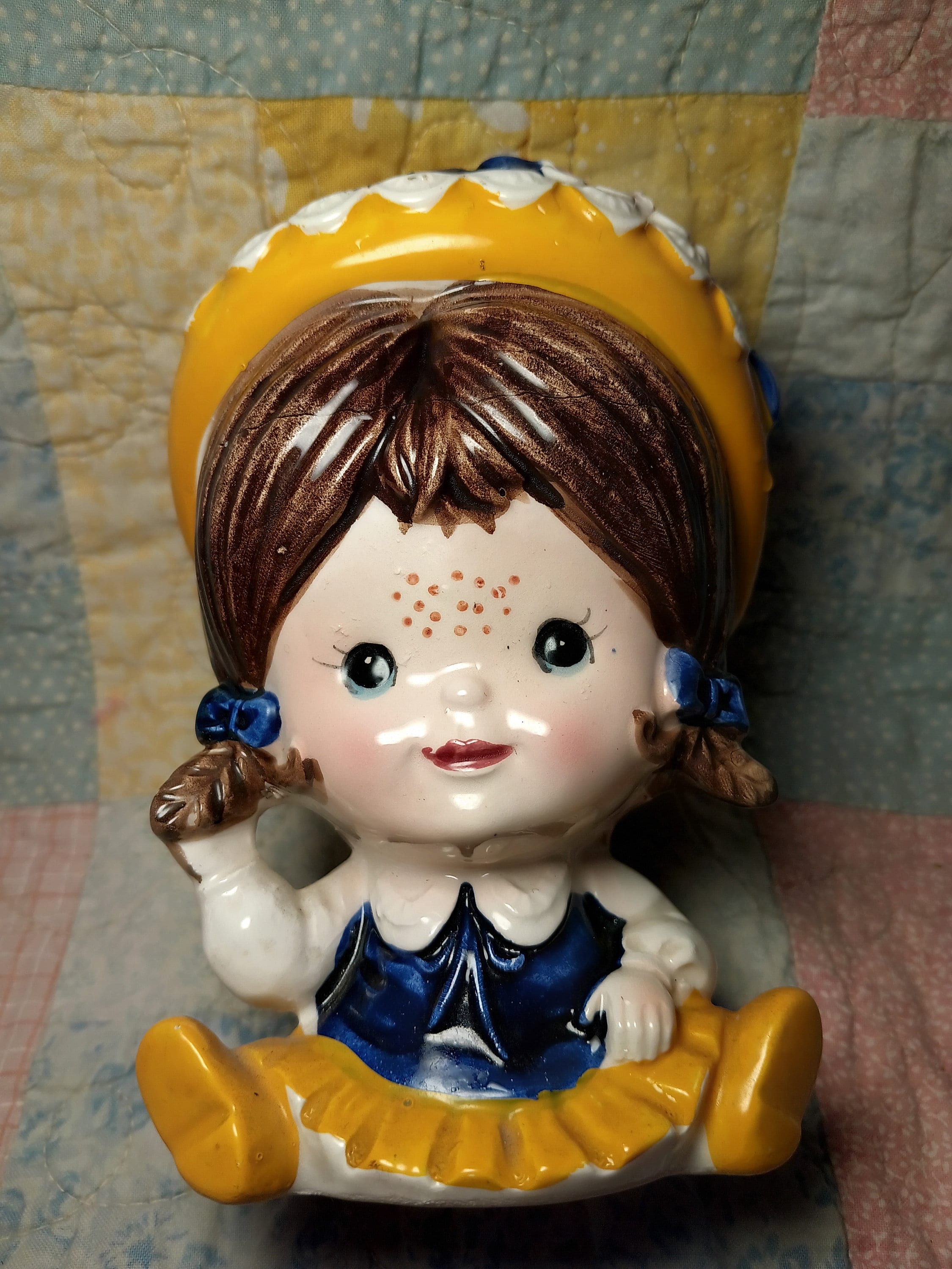Inarco Japan Vintage Kitsch Ceramic Figural Little Girl Planter