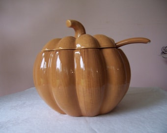 Ceramic Pumpkin 12 Cup (3 Quart) Soup Tureen with Ladle