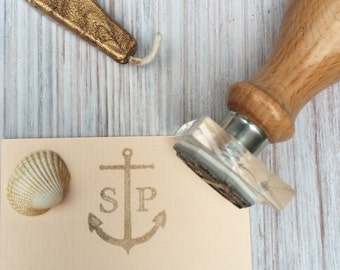 Anker Monogramm Stempel | Personalisierter Hochzeit-Stempel | Benutzerdefinierte Initialen | Maritimer Monogrammstempel |  Mit Sitz in Großbritannien, Schiffe weltweit