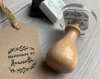 Personalised Handmade by stamp | Botanical handmade stamp | Handmade stamp | Gift for makers | Gift for creatives | Fast Delivery | UK |