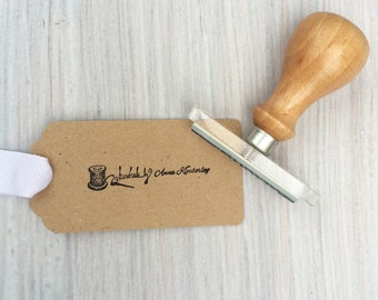 Handgefertigt von Stempel personalisiert | Label Stempel | Handgemachter Stempel | Geschenk für Schneiderinnen | Nähen-Stempel | UK | Weltweiter Versand