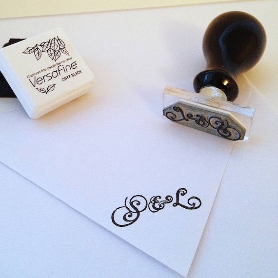 Calligraphy Initials stamp | Personalised wedding stamp | Custom initials | Ampersand wedding stamp | monogram stamp |  UK | ships worldwide