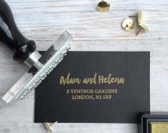 Goldfolie Adressstempel | Neues Zuhause Geschenk | Neuer Home Stempel |Neuer Home Adressstempel | Personalisierter Adressstempel |  Großbritanien