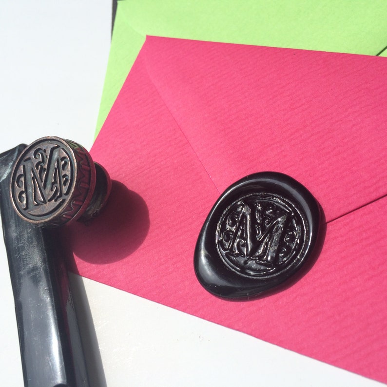 Wax seal monogram Custom initial wax seal Gift for Stationery lovers Brass wax seal Two day delivery UK Ships worldwide image 2