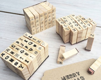 Miniature alphabet stamp set | Alphabet stamps | Make your own wedding stationery | Gift tag stamps