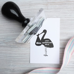 Sello de anuncio de nacimiento / Sello de cigüeña personalizado / Nuevo sello de bebé / Tarjetas de anuncio de nacimiento / Con sede en el Reino Unido, se envía a todo el mundo