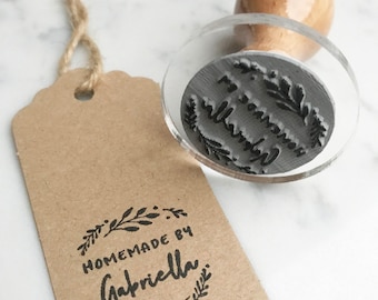 Personalisierte Selbstgemacht von Stempel | Botanischer selbstgemachter Stempel | Selbstgemachter Stempel | Geschenk für Bäcker | Essbare Geschenke | DE |