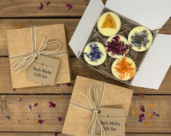 Bath Melts Gift set, handmade and topped with dried flowers & botanicals