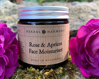 Rose & Apricot Face Moisturiser, fragrance free face cream, rose face cream, sensitive skin, dry skin, natural skincare, handmade skincare