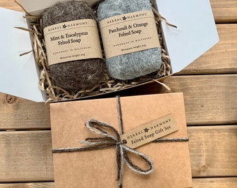 Mens Felted Soap Gift, gift for him, dad gift, wool gift for men, Father’s Day gift, men birthday gift, husband gift, men soap, men gift box