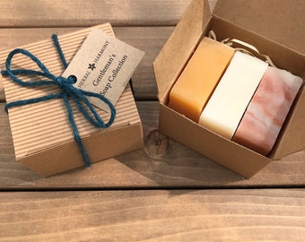 Gentleman’s Soap Collection, handmade soap gift set for him, plastic free soap gift, eco gift for him, vegan, made in UK