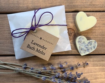 Lavender Bath Melts, heart shaped, bath bomb, gift for her, wedding favours, bath bomb gift, spa gift, wife gift, mum gift, couples gift