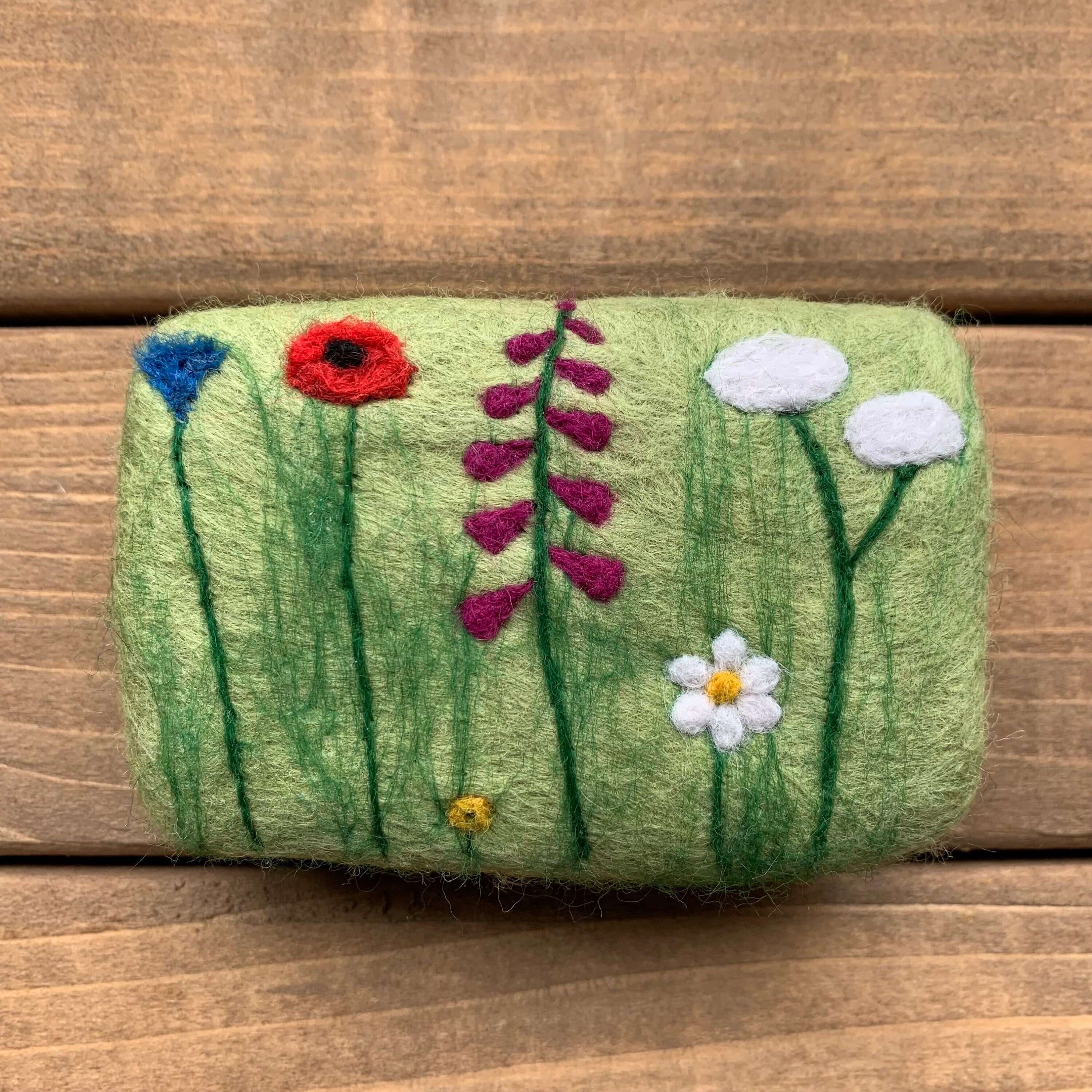 Wildflower Meadow Felted Soap, wool gift, wool anniversary gift, gift for her, soap gift, 7th wedding anniversary gift, wife gift, felt soap