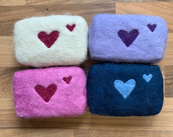 Heart Soap, Felted Soap, valentine day gift, gift for spouse, gift for wife, gift for husband, gift for couple, love hearts gift, two hearts