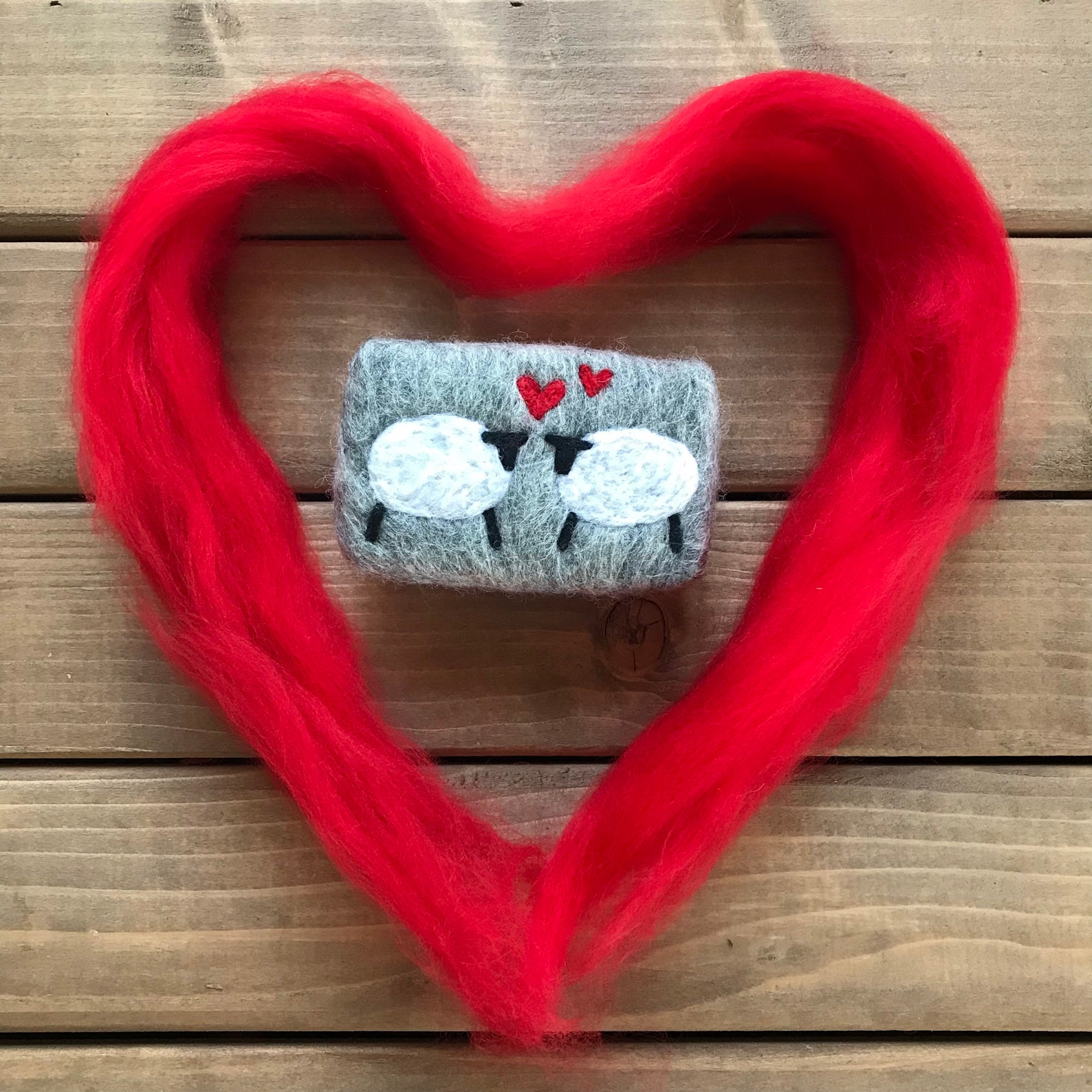 Felted Sheep Soap With Hearts Made With Sheep Wool Plastic Etsy UK