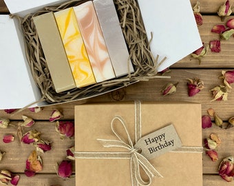 Birthday Soap gift box, 4 handmade soaps, spa gift, gift for her, birthday gift, mum gift, wife gift, soap gift, palm free soap, vegan soap