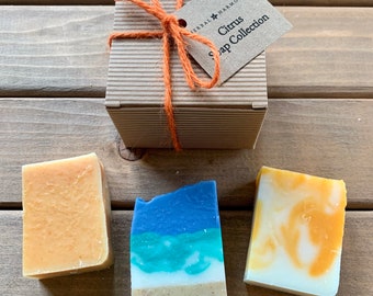 Citrus Soap Collection, soap gift, handmade soap, palm free soap, plastic free gift, vegan soap, gift for her, birthday gift, bath gift set