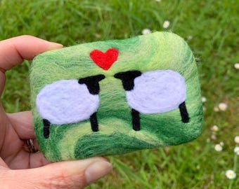 Handmade Sheep Felted Soap, Merino Wool, 7th wedding anniversary gift