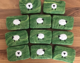 Felted Sheep Soap, handmade with merino sheep wool, gift for animal lovers, plastic free