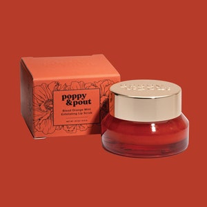 100% Natural Exfoliating Lip Scrub, Blood Orange Mint Flavor, Leaping Bunny Certified, Cruelty-Free, Poppy & Pout