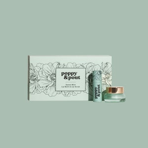 100% Natural Lip Care Gift Set "Sweet Mint" Duo, Leaping Bunny Certified, Cruelty-Free, Poppy & Pout
