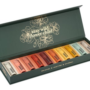 100% Natural Jumbo Lip Balm Gift Set, "Flower Powered" 10 Pack Bundle, Leaping Bunny Certified, Cruelty-Free, Poppy & Pout