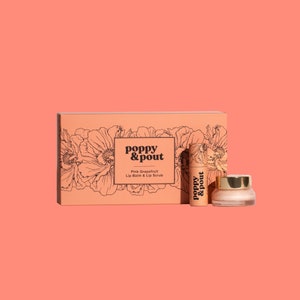 100% Natural Lip Care Gift Set "Pink Grapefruit" Duo, Leaping Bunny Certified, Cruelty-Free, Poppy & Pout