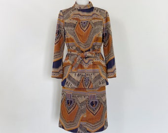 Vintage 1960s skirt suit, brocade suit