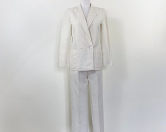 Vintage 90s white pant suit, white pantsuit, womens suit set, white suit set, white 2 piece set, office wear, white suit women, white outfit