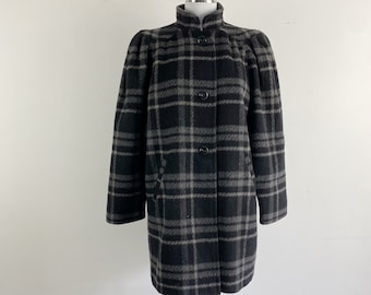 Vintage 90's J Crew Heavy Wool Plaid Removable Real Shearling