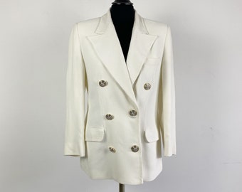 Vintage 90s VERSACE blazer, double breasted blazer, white double breast blazer, Gianni Versace, versace jacket, white blazer, 1990s Versace