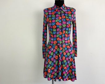 60s 70s vintage floral dress, flower midi dress, flower retro dress, flower vintage dress, 1960s dress, 1970s dress, floral mini dress