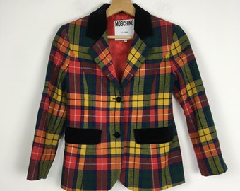 Vintage Moschino Cheap /& Chic Tartan Plaid Brown Jacket Pants Suit I 40 Small