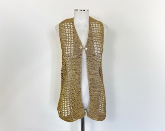 Gorgeous 1970’s Vintage Gold Metallic Crochet Beret, Pristine Condition, OSFM Vintage | Accessories | Gorgeous 97s Vintage Gold Metallic  main image 3