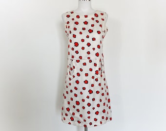 60-tals vintage PIERRE CARDIN-klänning, 1960-talsklänning, modklänning, 60-talsminiklänning, ärmlös klänning, 60-talsblommig klänning, A-linjeklänning, scooterklänning