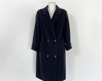 Piacenza 1733 Cashmere Blend Double-Breasted Coat, Size 46, double breasted blue coat, made in Italy coat