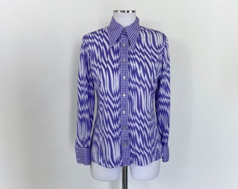Vintage 70s shirt, 70s blouse, 1970s shirt, 1970s blouse, 70s women shirt, retro shirt, colorful blouse, purple blouse,  1970s womens top