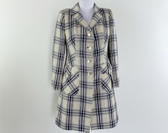 Vintage 60s 70s plaid coat, 1970s coat, 1970s jacket, 70s retro coat, mod coat, checkered coat, 70s jacket, a line plaid coat, 70s outerwear