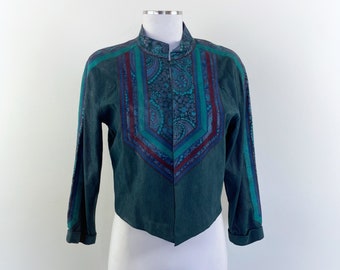 Vintage ROBERTO CAVALLI Leather Jacket: Embellished Cropped Design, cropped leather jacket