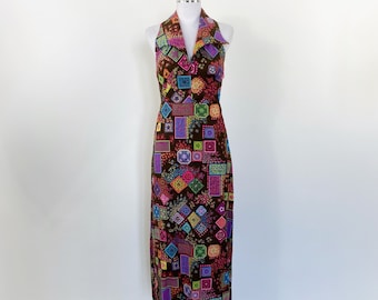 Vintage 70s 70s halter dress, 1970s halter dress, halter neck dress, 1970s dress, summer halter dress, halter maxi dress, maxi halter dress
