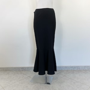Vintage MOSCHINO skirt, black mermaid skirt, 90s maxi skirt, black wool skirt, 1990s Moschino, black maxi skirt, y2k maxi skirt