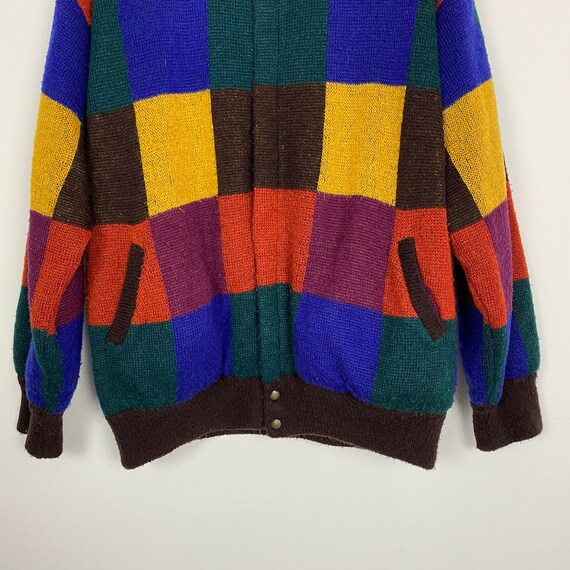 Multicolored wool cardigan jacket, colorful wool … - image 4