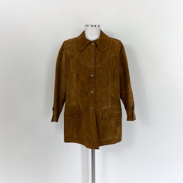 Vintage 70s brown suede jacket, 70s jacket, 1970s jacket, 70s rocker jacket, 70s suede coat, 1970s suede coat, suede leather jacket