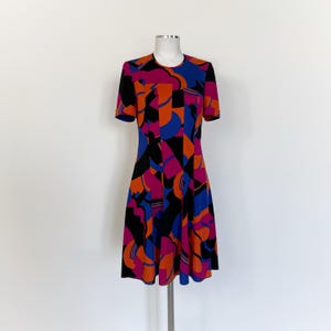 Vintage 1970s colorful dress, 1970s dress, colorful print dress, vintage 70s dress, colorful mini dress, colorful short dress