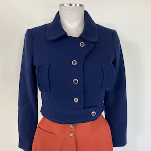 Vintage 70s 1970s jacket, blue mod jacket, vintage 1960s jacket, 60s short jacket, sixties jacket, 60s mod jacket, 1960s short jacket
