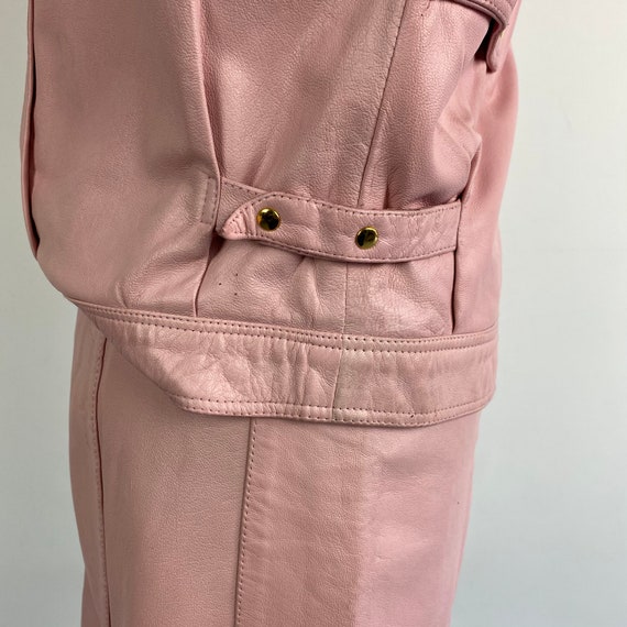 90s vintage pink leather set, pink leather skirt,… - image 8