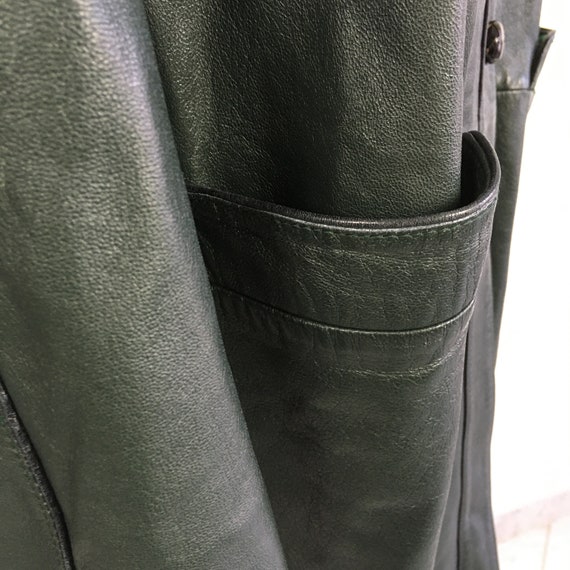 80s 90s Vintage VALENTINO leather coat, green lon… - image 7